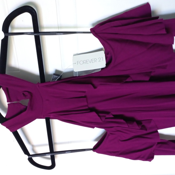 Forever 21 Fitted Ruffle Bare Shoulder Dress S - Picture 2 of 5